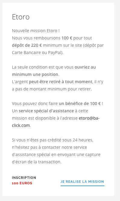 Du cashback sur Ba-click grâce à Etoro