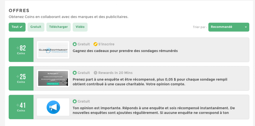 offerwalls et mur d'offres de ba-click